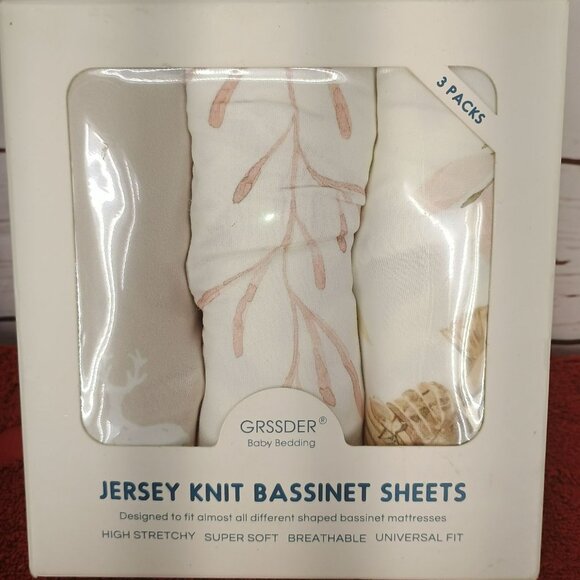 Grssder Baby Bedding Jersey Knit Bassinet Sheet Set 3-Pack High Stretchy Super S - Picture 1 of 8